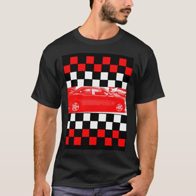 T-shirt Voiture Rouge Dans La Voie Rapide 2 (Devant)