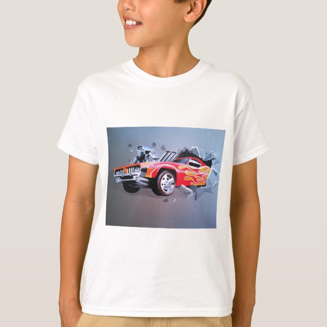 T-shirt Voiture S'Écrasant À Travers Le Mur (Devant)