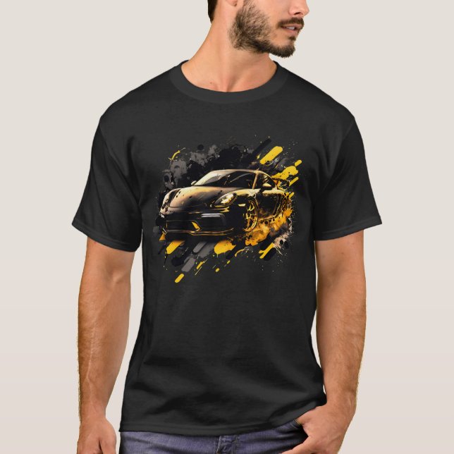 T-shirt Voiture Sport noir et jaune (Devant)