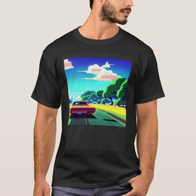 T-shirt Voiture synthwave déborder la rétrowave futuresynt (Devant)