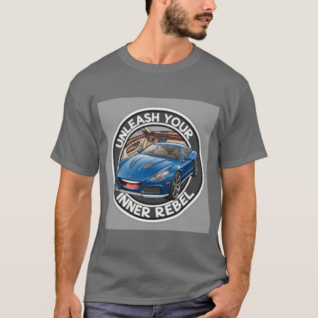 T-shirt Voiture Vintage Bleue (Devant)