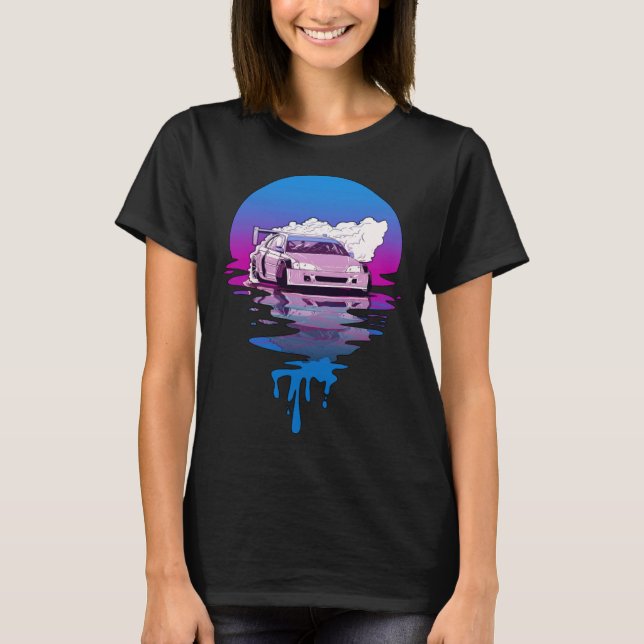 T-shirt Voiture vintage Retro Sunset Drifting (Devant)