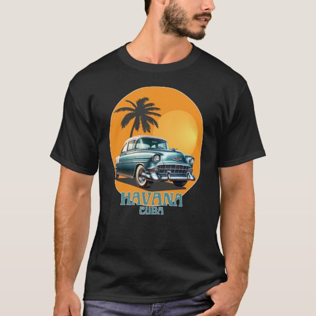 T-shirt Voitures Classiques de La Havane Cuba (Devant)