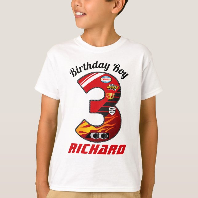 T-shirt Voitures d'anniversaire 3, Course Anniversaire Tro (Devant)