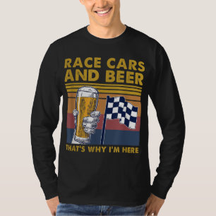 T-shirt Voitures de course vintages À damiers Bière Drapea