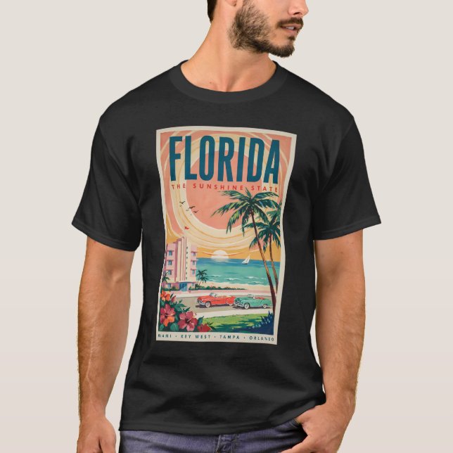 T-shirt Voitures de la côte de Floride Illustration Art de (Devant)