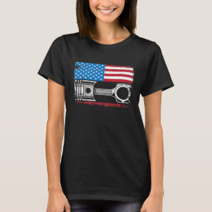 T-shirt Voitures Mécanicien américain Drapeau Vintage