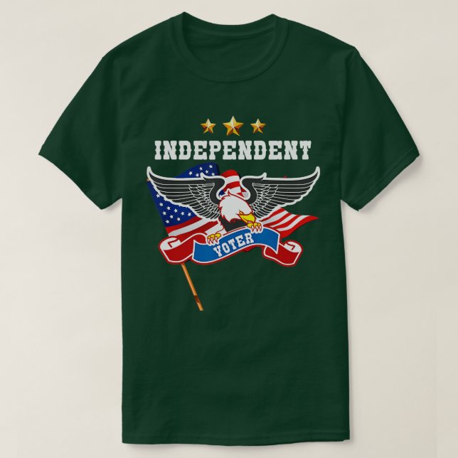 T-shirt Voix Indépendante Avec Aigle Bald Et Fla Américain (Design devant)