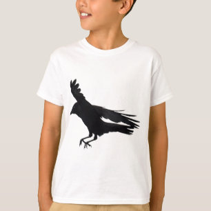 T-shirt Vol à l'atterrissage noir Crow Art