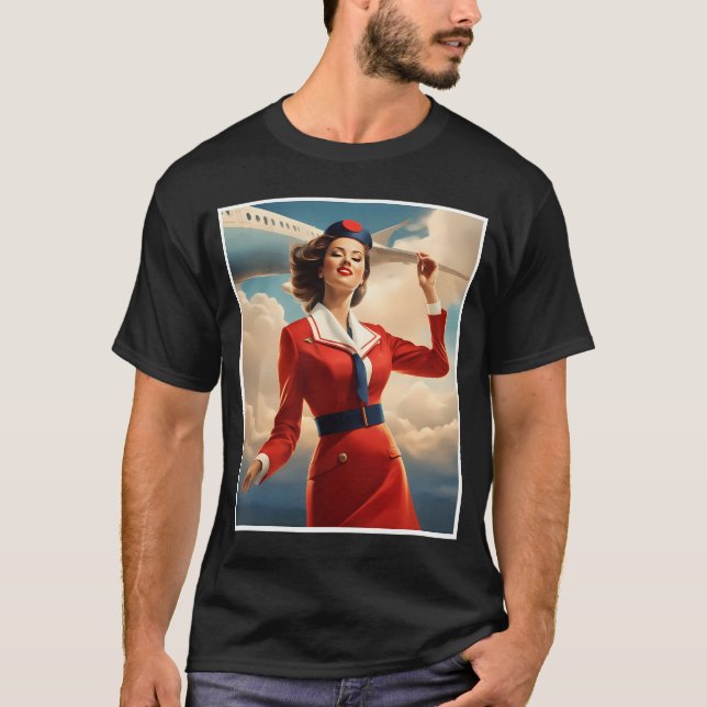 T-shirt Vol De L'Élégance : Scandinavie Stewardess Apparit (Devant)