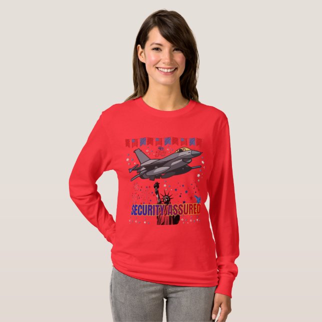 T-shirt Vol de liberté de l'aigle rouge vif (Devant entier)