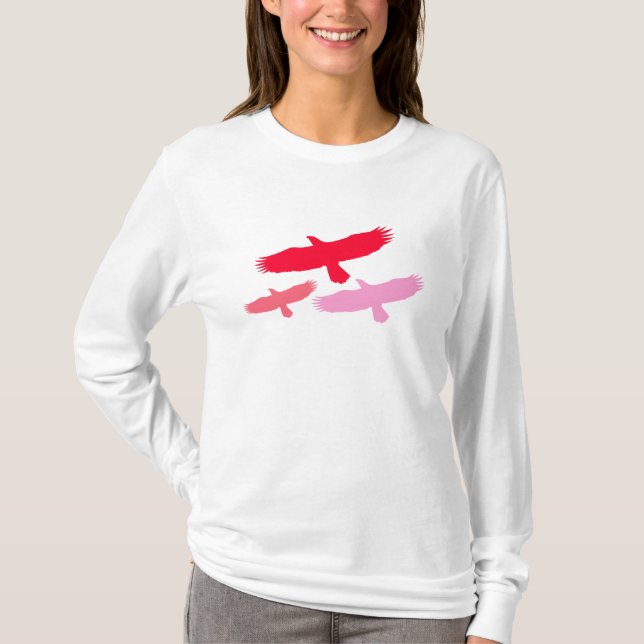 T-shirt Vol de trois aigles (rouge) (Devant)