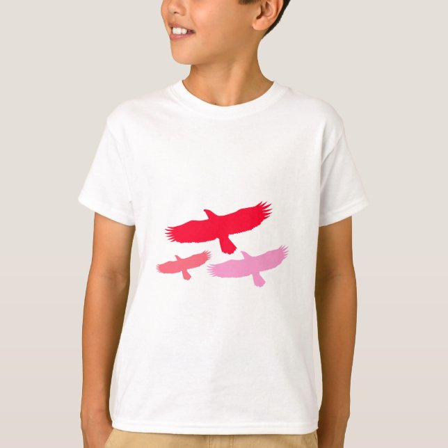 T-shirt Vol de trois aigles (rouge) (Devant)