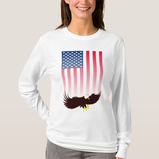 T-shirt Vol Eagle et drapeau américain (Devant)