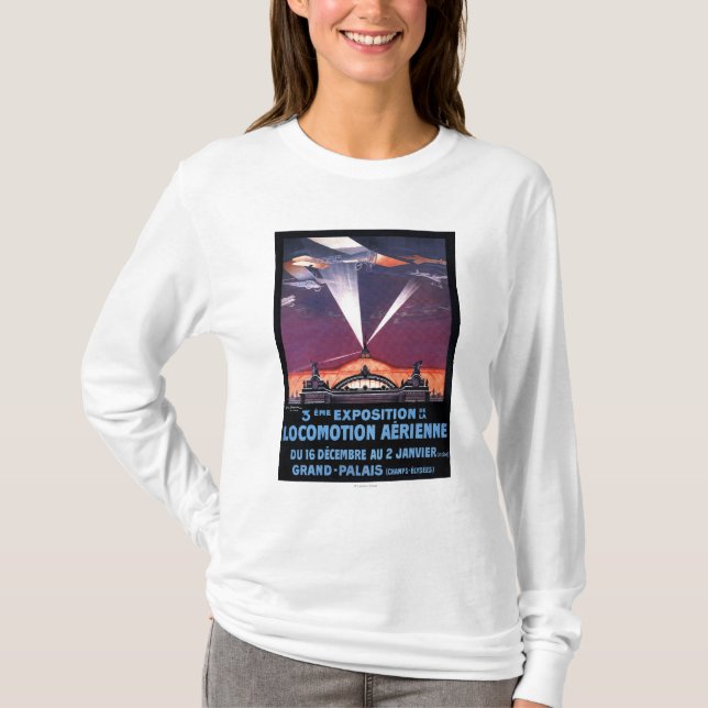 T-shirt Vol plat au-dessus d'affiche de projecteur (Devant)