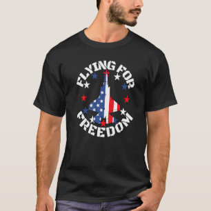 T-shirt Vol pour Freedom American Flag Avion de chasse