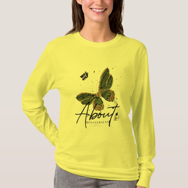 T-shirt « Vol verdoyant » « Papillon botanique » « Blanc é (Devant)