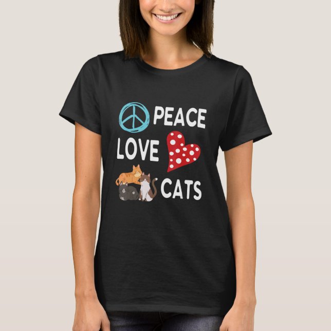 T-shirt Volant Coeur Paix Amour Chats Joyeux Jour Papa (Devant)