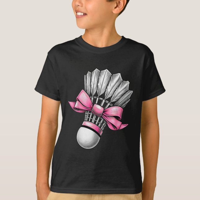 T-shirt Volant de badminton à ruban rose Coquette Bow Mama (Devant)