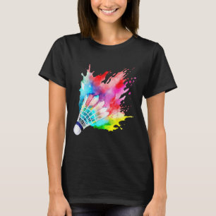 T-shirt Volant de badminton Aquarelle Joueur Cadeau Artist