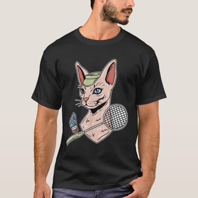 T-shirt Volant de badminton drôle pour chat Devon Rex (Devant)