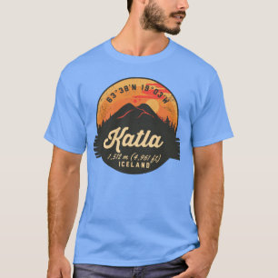 T-shirt Volcan Katla Islande Coucher de soleil Rétro Rando