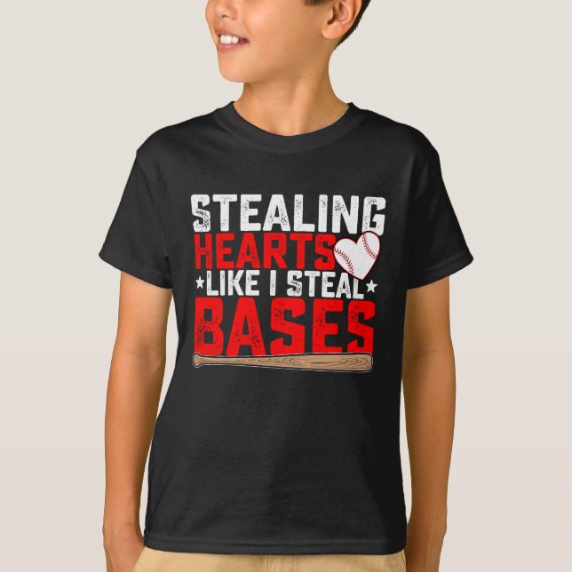T-shirt Voler des cœurs comme je vole des bases baseball (Devant)