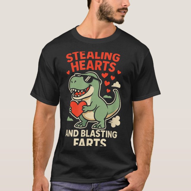 T-shirt Voler des cœurs et exploser des pets Trex Enfants  (Devant)