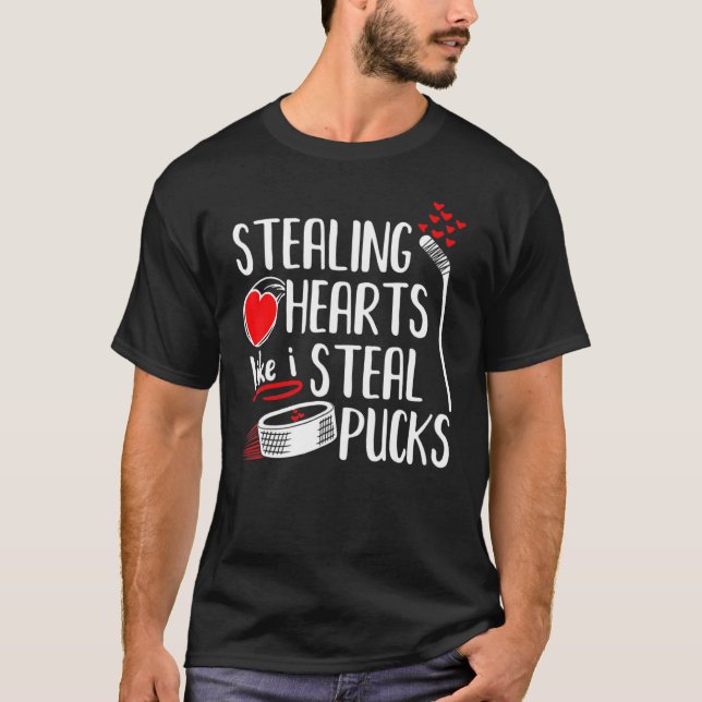 T-shirt Voler des cuves de coeur Saint-Valentin Hockey (Devant)
