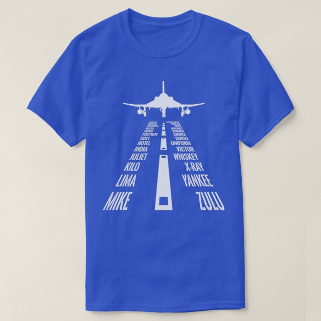 T-shirt Voler F4 Phantom Pilote Phonétique Alphabet Piste  (Design devant)