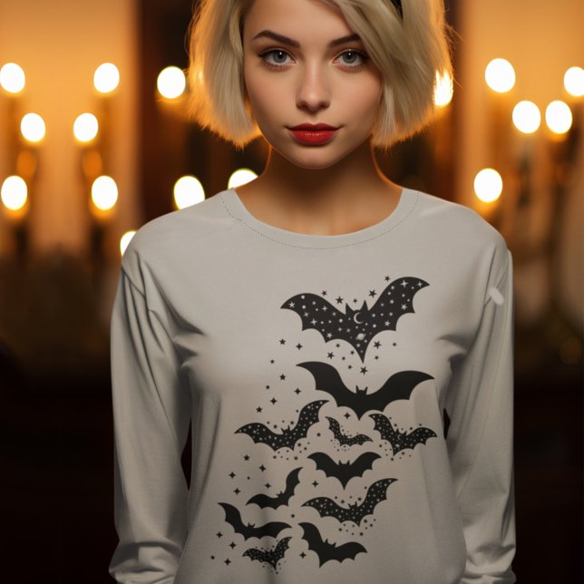 T-shirt Voler Halloween Galaxy chauves-souris et étoiles (Créateur téléchargé)