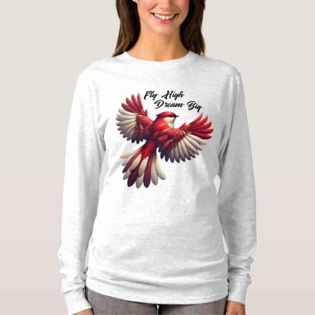 T-shirt Voler haut, rêve grand - Inspirationnel oiseau rou (Devant)