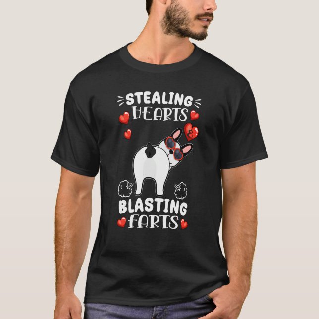 T-shirt Voleur de cœurs pets explosifs Bouledogue français (Devant)