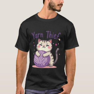 T-shirt Voleur de filin Chat mignon qui fait du crochet po