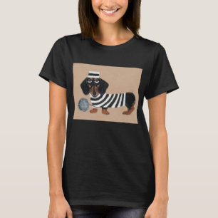 T-shirt Voleur de friandises pour Dachshund noir et marron