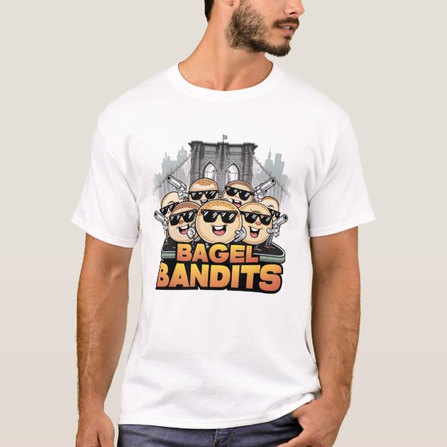 T-shirt Voleurs de bagels devant le pont de Brooklyn (Devant)