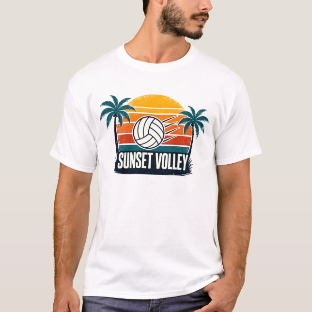T-shirt Volley au coucher du soleil (Devant)