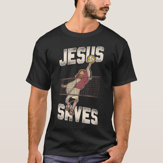T-shirt Volley-ball Jésus Sauve Jésus Vintage (Devant)