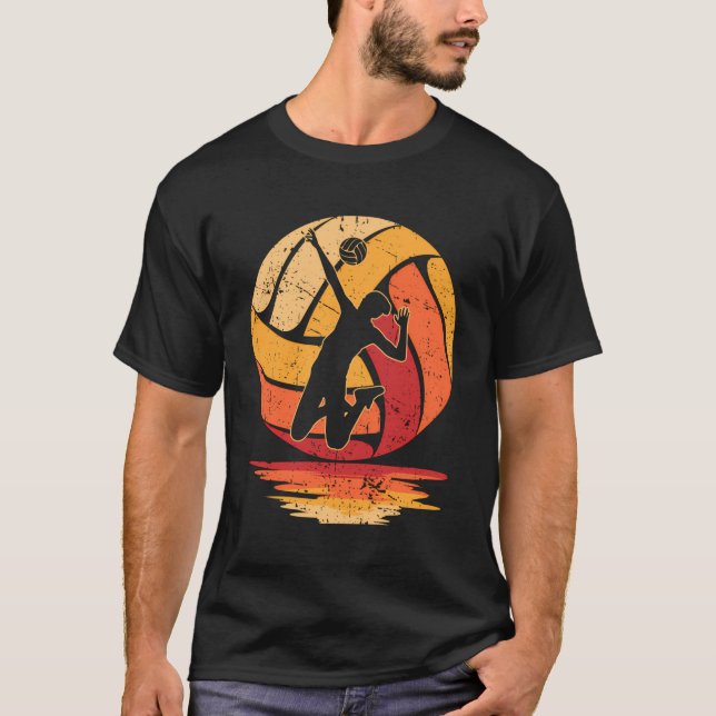 T-shirt Volley-ball Retro Sunset Sert Setter Volleyb (Devant)