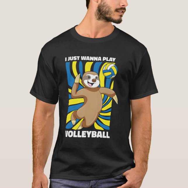T-shirt Volley-ball Vball Beach Volleyball Sloth (Devant)