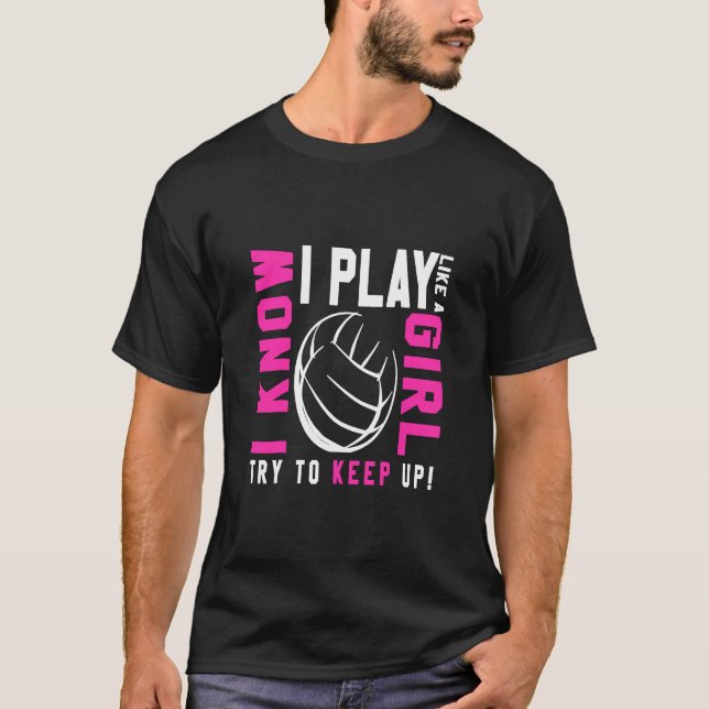 T-shirt Volley Pour Les Filles Ados Jouer Comme Une Fille  (Devant)