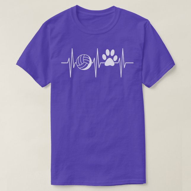 T-shirt Volleyball Amoureux des chiens Heartbeat Volleybal (Design devant)