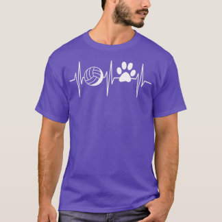 T-shirt Volleyball Amoureux des chiens Heartbeat Volleybal