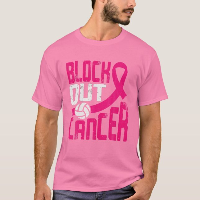 T-shirt Volleyball Cancer du sein Sensibilisation Bloquer  (Devant)