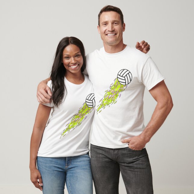 T-shirt volleyball flammes néon (Unisexe)