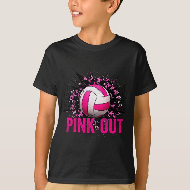 T-shirt Volleyball Game Day Nk Out Breast Cancer Awareness (Devant)