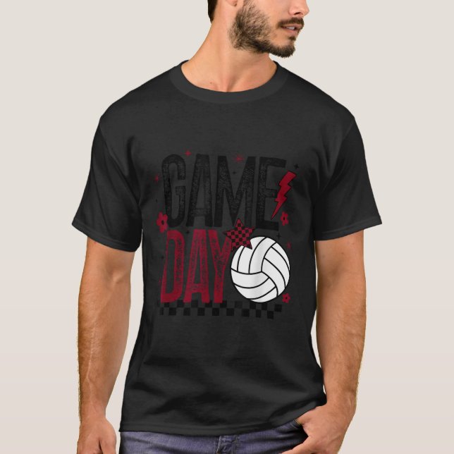 T-shirt Volleyball Game Day Retro Girls Volleyball Mom Mar (Devant)