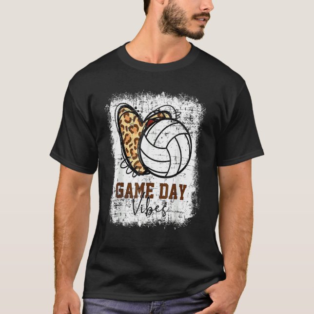 T-shirt Volleyball Game Day Vibes Volleyball Mom Leopard B (Devant)