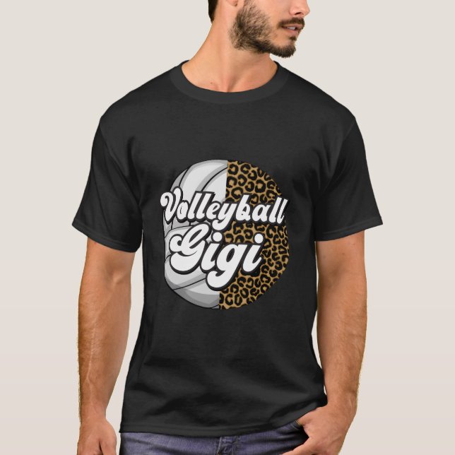 T-shirt Volleyball Gigi Leopard Grandma Gigi Of A Volleyba (Devant)