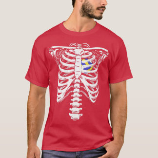T-shirt Volleyball Heart Skeleton Ribcage Halloween Love V